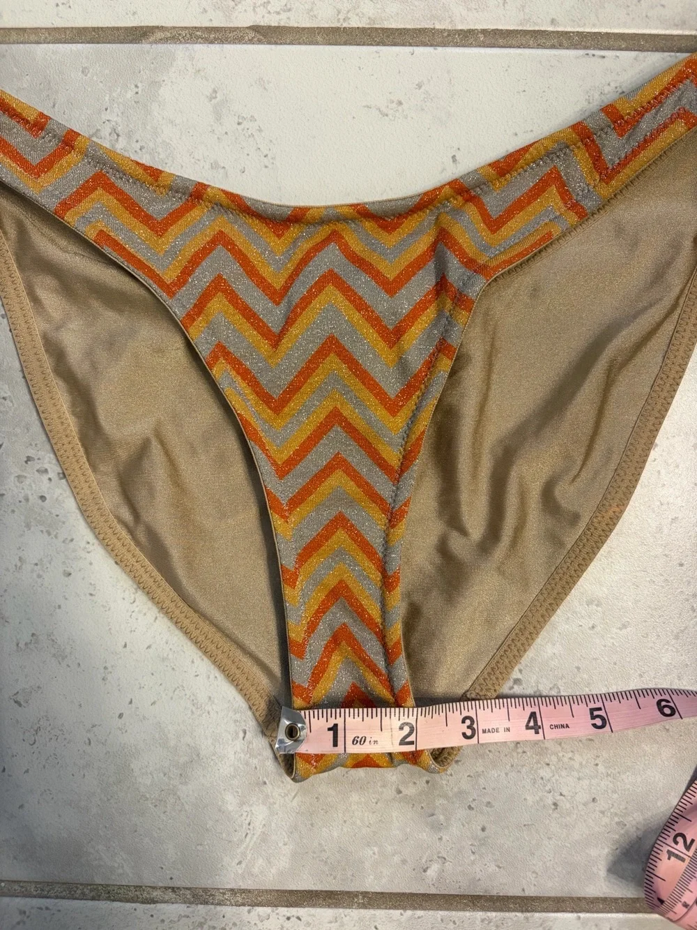Triangl | Zig Zag Chevron Glitter Sparkle Shimmer Maia Bikini Bottoms | Sz M